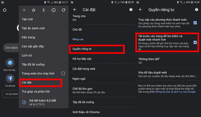 Tải trước trang để duyệt web nhanh hơn