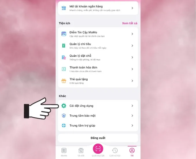 Các bước tắt thông báo quảng cáo trên MoMo