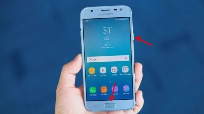 Chụp màn hình điện thoại Samsung với phím vật lý