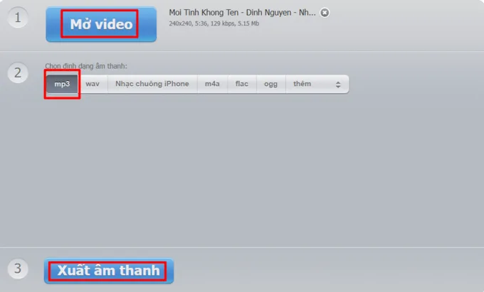 Dùng công cụ tách âm audio extract để tiến hành lọc tiếng cho file nhạc