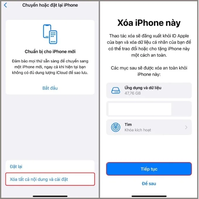 Reset toàn bộ dữ liệu trên iPhone