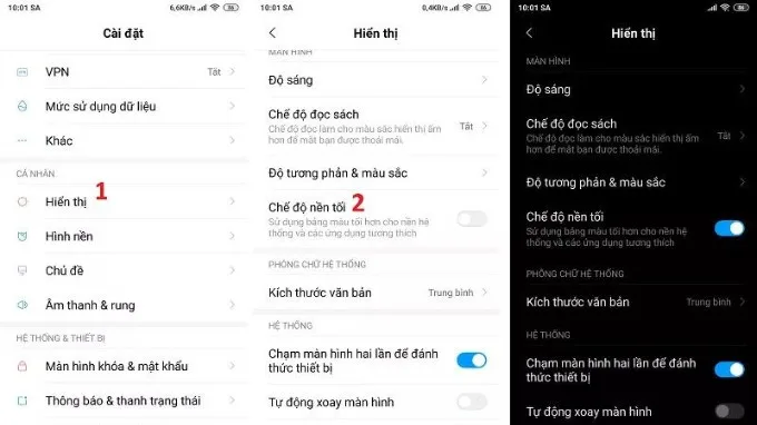 Sử dụng chế độ nền tối trên Xiaomi