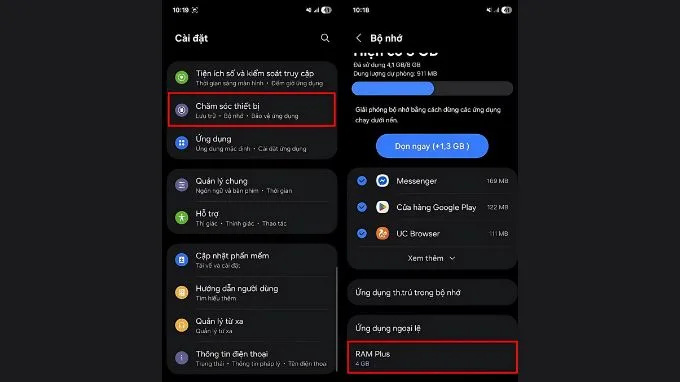 Thủ thuật mở rộng RAM trên Galaxy A36