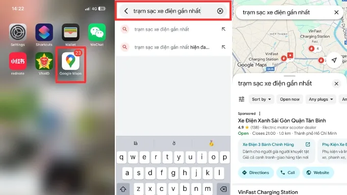 Cách tìm trạm sạc xe điện trên Google Maps