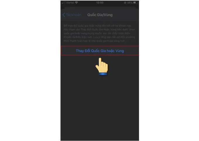 Bước 5 chuyển vùng trực tiếp trên App Store