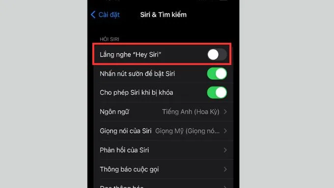 Kích hoạt tính năng lắng nghe của Siri