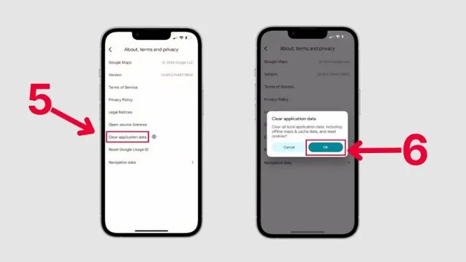 Bước 2: Chọn Clear application data để xóa dữ liệu đã lưu của ứng dụng và nhấn OK.