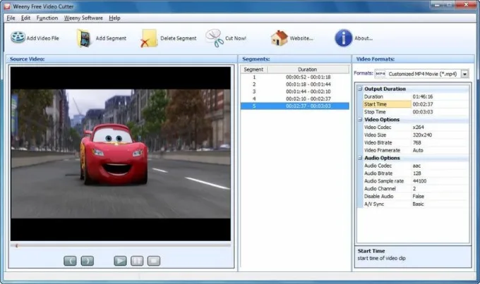 Phần mềm cắt video Weeny Free Video Cutter