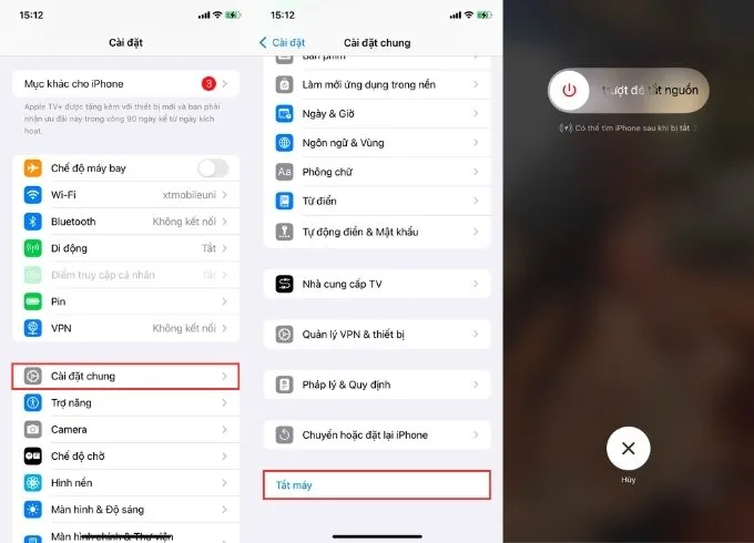 Tắt nguồn iPhone bằng Cài đặt