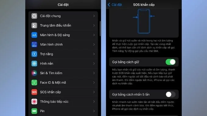 Thiết lập gọi khẩn cấp Emergency SOS