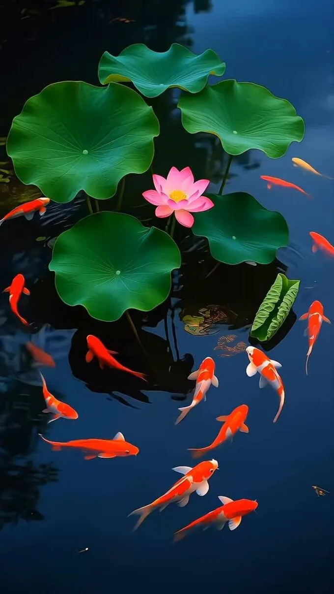Hình nền hoa sen cá chép