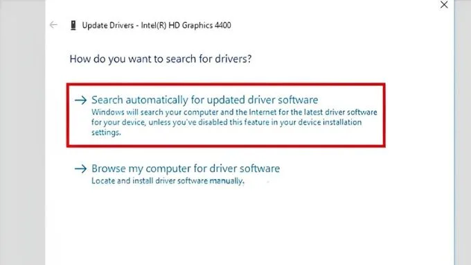 Cập nhật driver card đồ hoạ mới hoặc khôi phục driver cũ