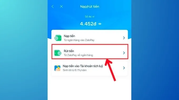 Bước 2 chuyển tiền từ ví ZaloPay sang ví Momo