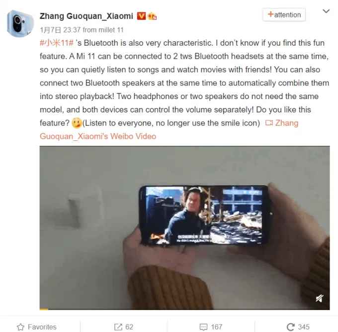 Bài đăng trên Weibo miêu tả tính năng này