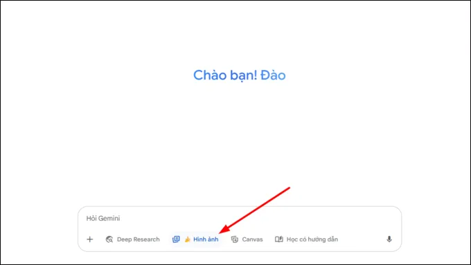 Chọn mục Hình ảnh để chuyển chế độ tạo ảnh trên Gemini
