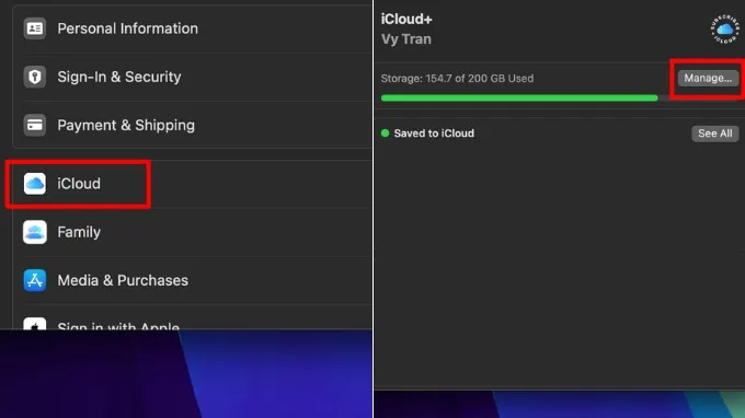 Cách mua thêm dung lượng iCloud trên MacBook