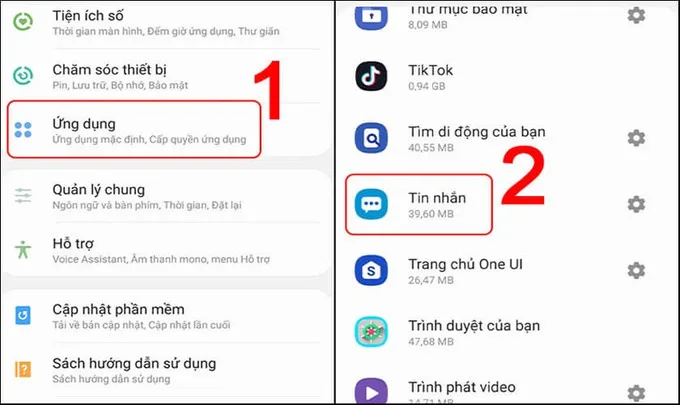 Vào Cài đặt và chọn Ứng dụng