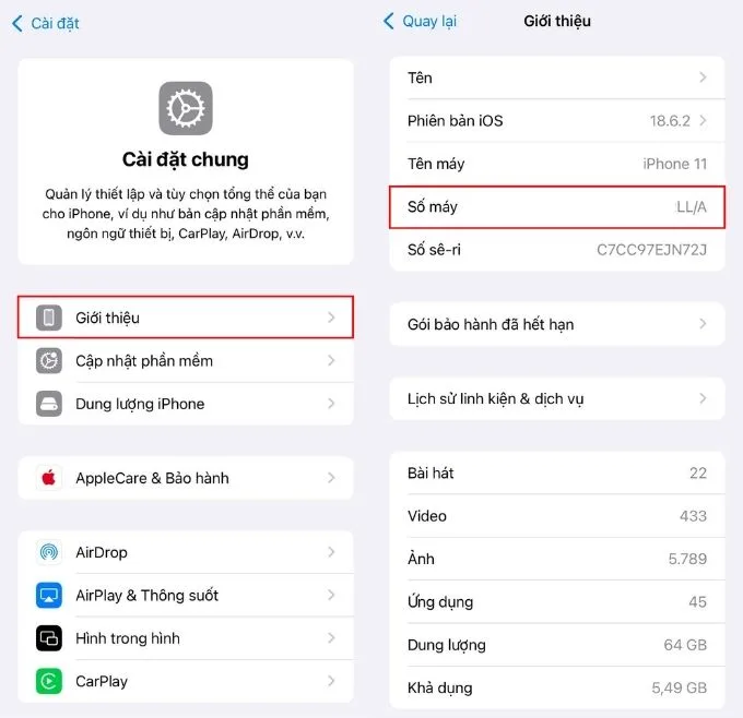 Truy cập trực tiếp trong Cài đặt