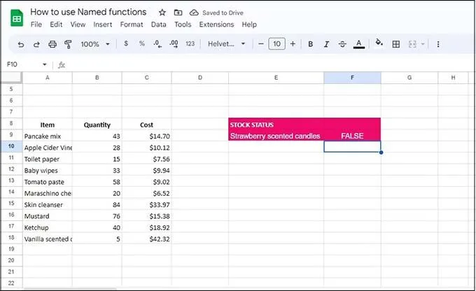 Cách sử dụng hàm được đặt tên trong Google Sheets đơn giản
