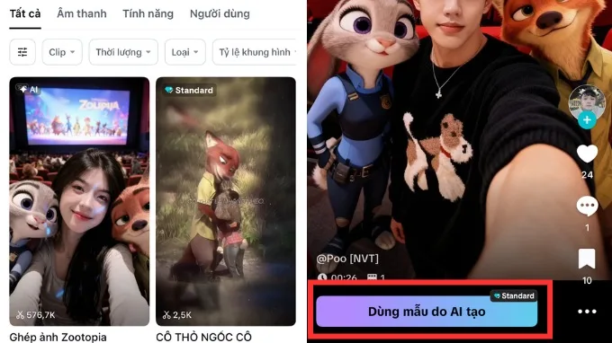 Cách tạo ảnh cùng Nick & Judy bằng CapCut