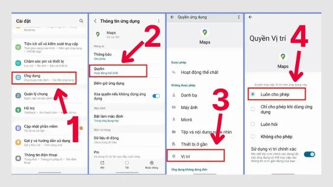 Cấp quyền cho Google Maps trên điện thoại Android