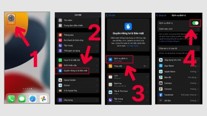 Bật lại tính năng GPS trên điện thoại iOS