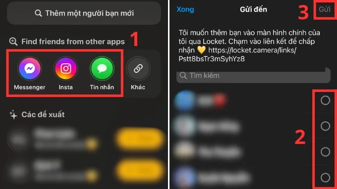 Gửi liên kết qua ứng dụng khác