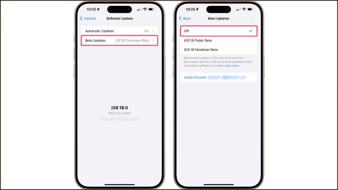 Cách tắt cập nhật beta trong cài đặt