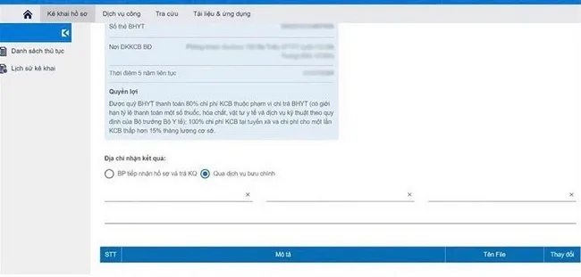 Bước 6 xin cấp lại thẻ BHYT thông qua website