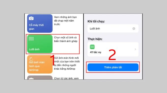 Hãy tìm và nhấn chọn mục Lưới ảnh