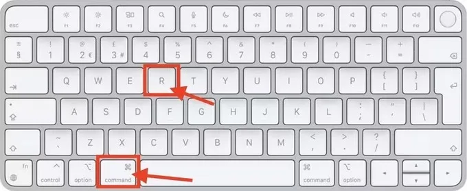 Nhấn và giữ tổ hợp phím Command + R