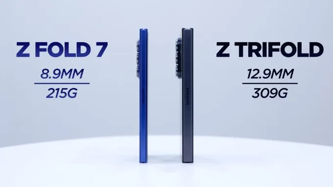 So sánh Samsung Galaxy Z TriFold và Z Fold 7 về thiết kế