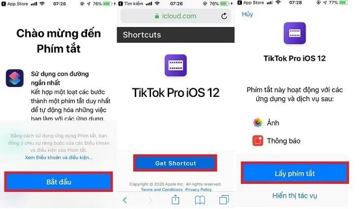 Tải video TikTok không logo qua Shorcuts