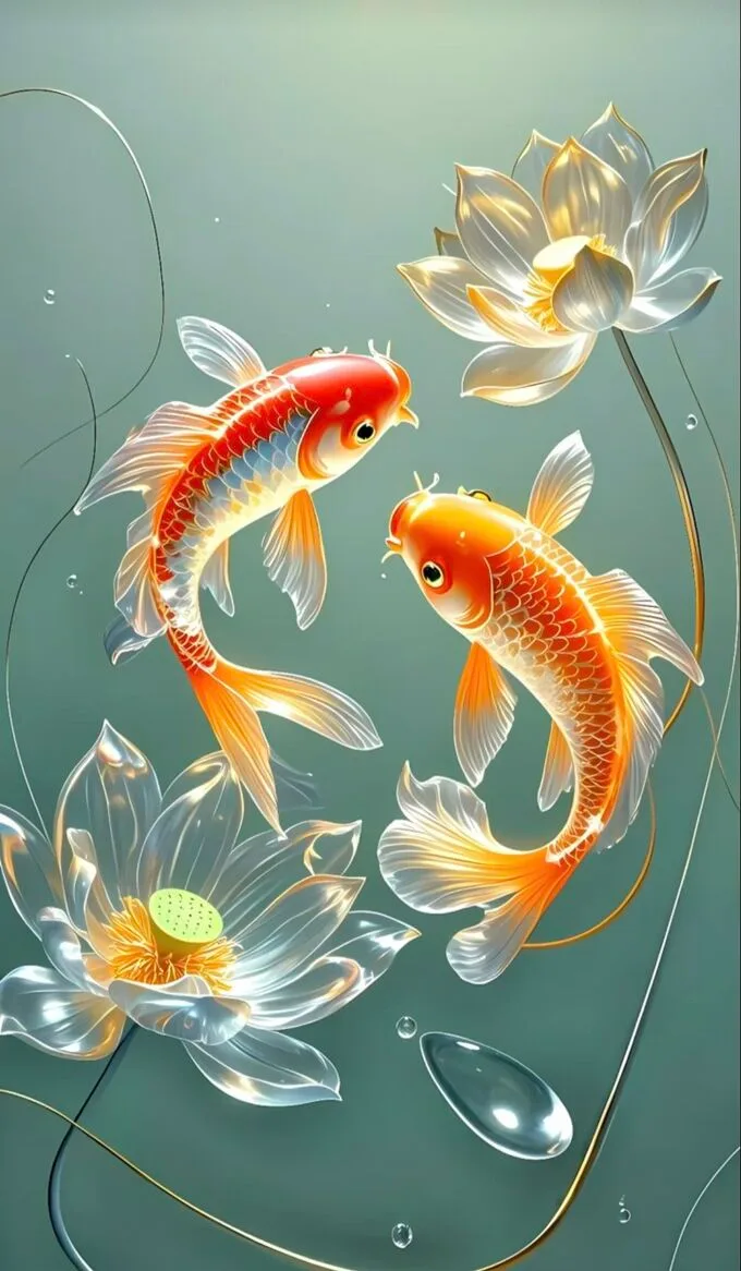 Hình nền hoa sen cá chép