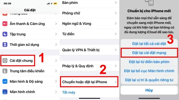 Đặt lại cài đặt mạng để khắc phục lỗi iPhone không nhận được Email