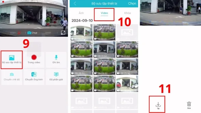 nhấn vào clip muốn lưu về rồi bấm Tải