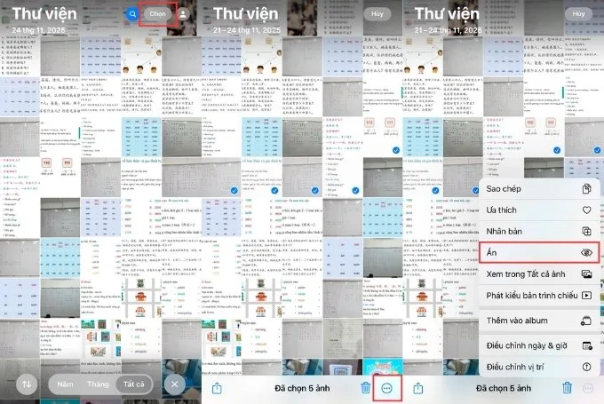 Cách ẩn nhiều ảnh trên iPhone cùng lúc