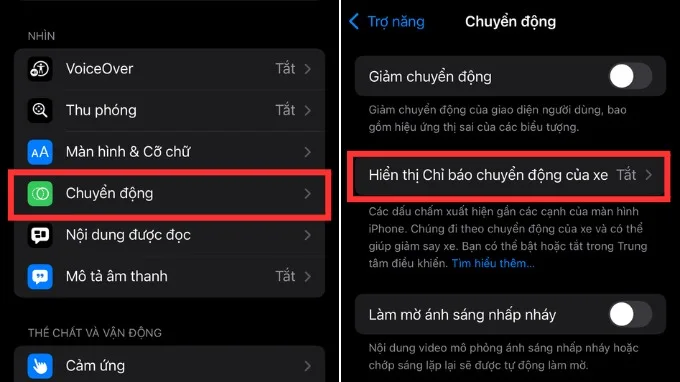 Cách bật chế độ giảm say tàu xe trên iPhone