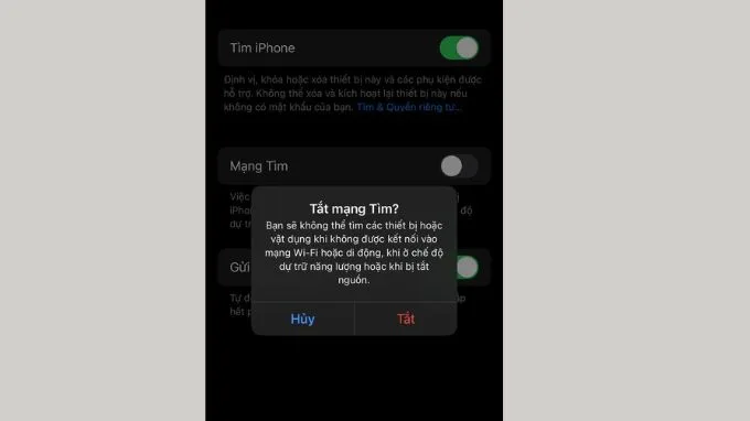 Tắt tính năng Phone is Findable