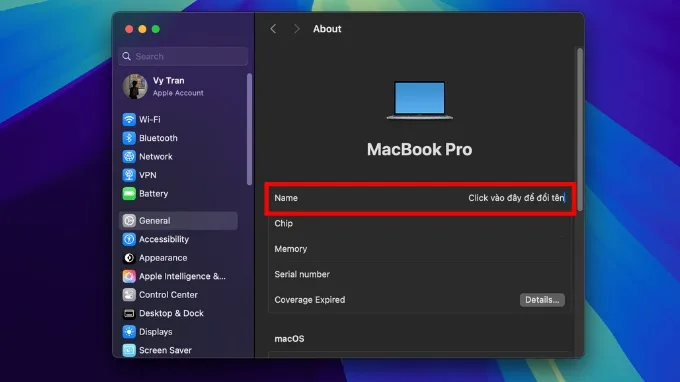 Cách đổi tên AirDrop trên MacBook