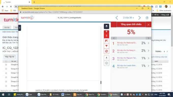 Các lỗi được Turnitin đánh giá là đạo văn