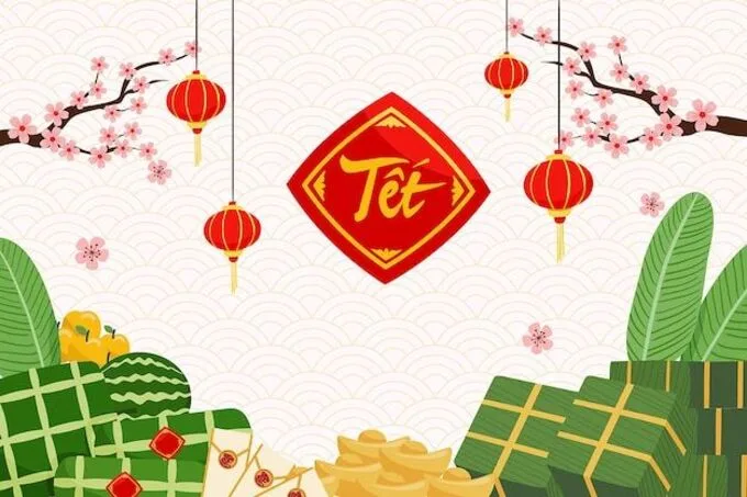 Hình nền background Tết 2026 hoa mai, hoa đào