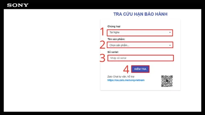 Tra cứu bảo hành tai nghe Sony