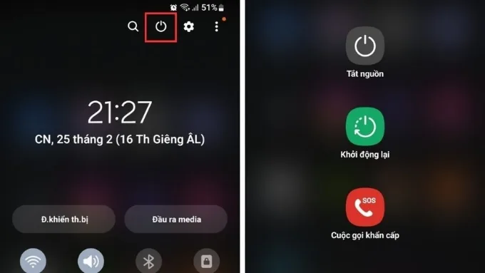 Cách tắt nguồn Samsung bằng thanh thông báo
