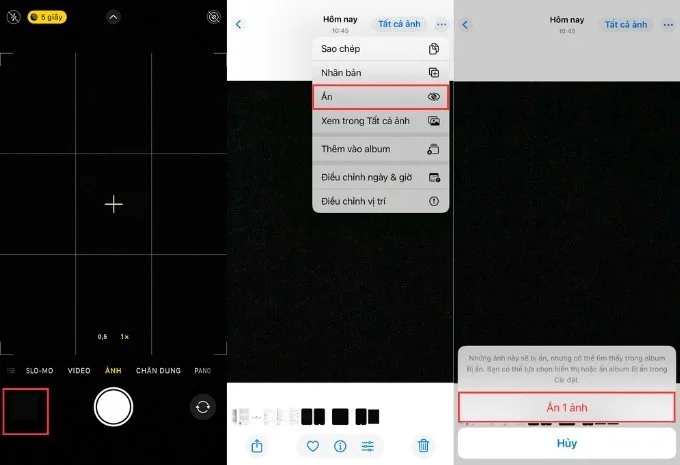 Cách ẩn ảnh trên iPhone nhanh sau khi chụp
