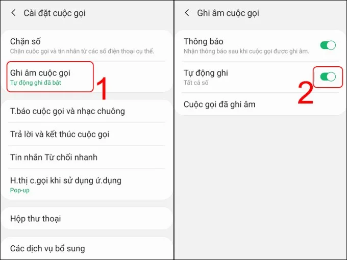 Bật tính năng tự động ghi âm cuộc gọi trên Samsung