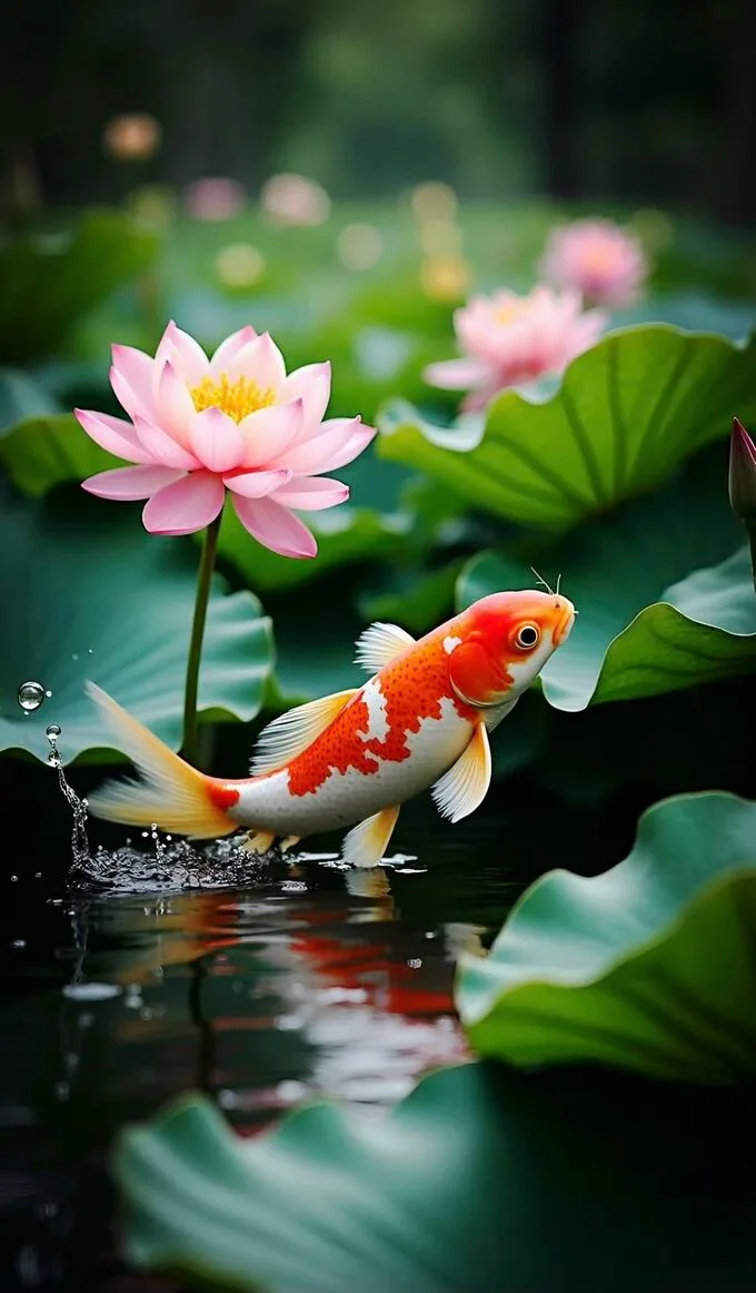 Hình nền hoa sen cá chép