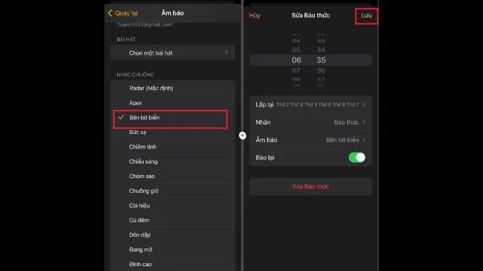 Bước 3: Cách đổi nhạc chuông báo thức iPhone ngay trên ứng dụng