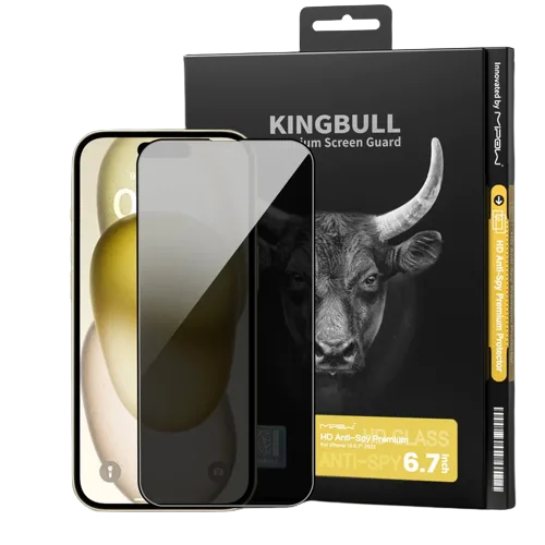 Kính cường lực chống nhìn trộm Mipow Kingbull Anti-Spy HD Premium iPhone 15 Plus - hình ảnh sản phẩm