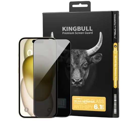 Kính cường lực chống nhìn trộm Mipow Kingbull Anti-Spy HD Premium iPhone 15 - hình ảnh sản phẩm